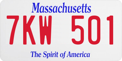 MA license plate 7KW501