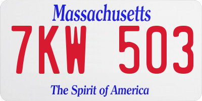 MA license plate 7KW503