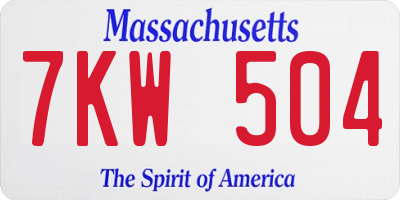 MA license plate 7KW504