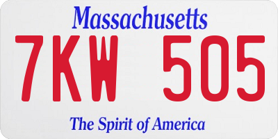 MA license plate 7KW505
