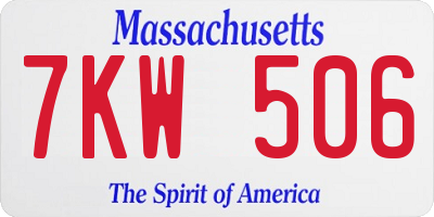 MA license plate 7KW506