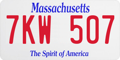 MA license plate 7KW507
