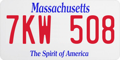 MA license plate 7KW508