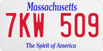 MA license plate 7KW509