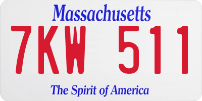 MA license plate 7KW511
