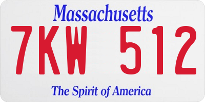 MA license plate 7KW512