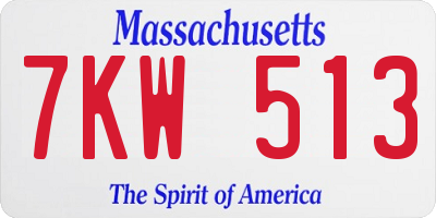 MA license plate 7KW513