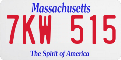 MA license plate 7KW515