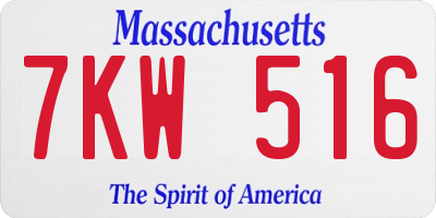 MA license plate 7KW516