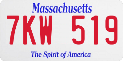 MA license plate 7KW519