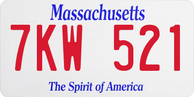 MA license plate 7KW521