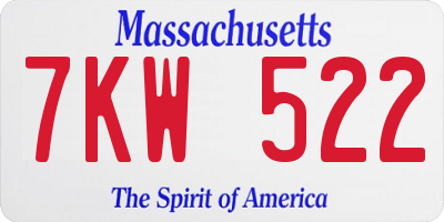 MA license plate 7KW522