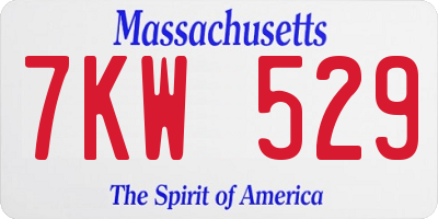MA license plate 7KW529