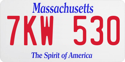 MA license plate 7KW530