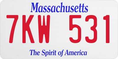 MA license plate 7KW531