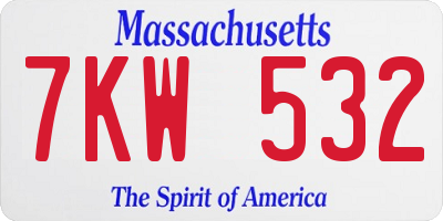 MA license plate 7KW532