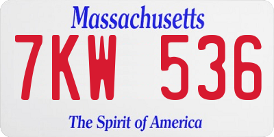 MA license plate 7KW536