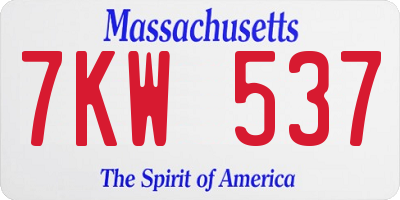MA license plate 7KW537