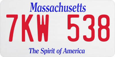MA license plate 7KW538