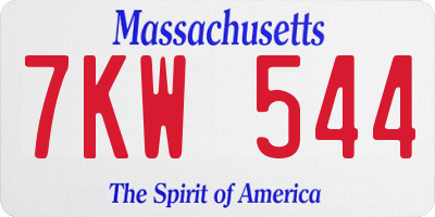 MA license plate 7KW544