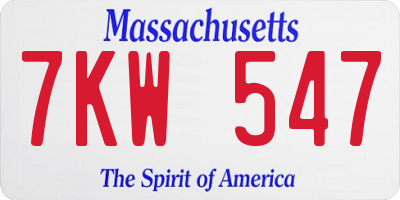 MA license plate 7KW547