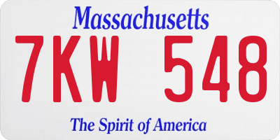 MA license plate 7KW548