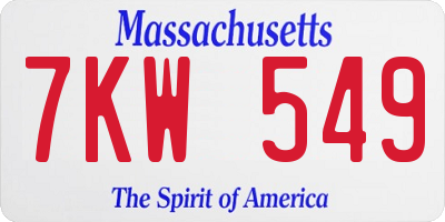 MA license plate 7KW549