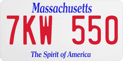 MA license plate 7KW550