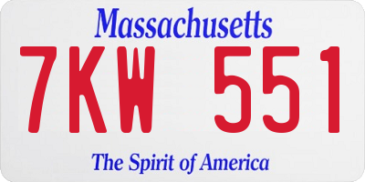 MA license plate 7KW551
