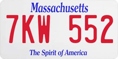 MA license plate 7KW552