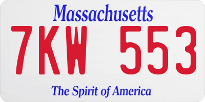 MA license plate 7KW553