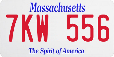 MA license plate 7KW556