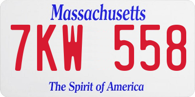 MA license plate 7KW558