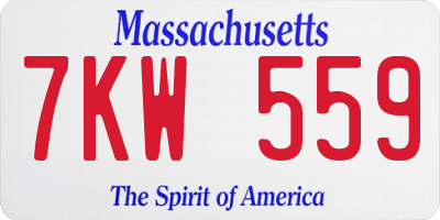 MA license plate 7KW559
