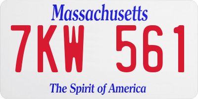 MA license plate 7KW561