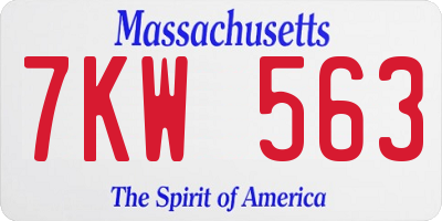 MA license plate 7KW563