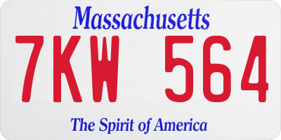 MA license plate 7KW564