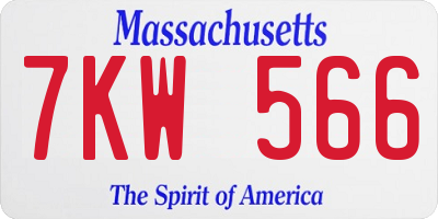 MA license plate 7KW566
