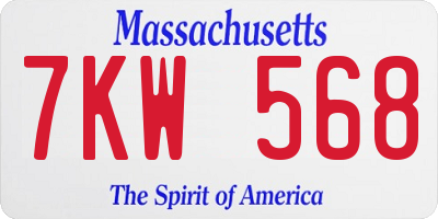MA license plate 7KW568