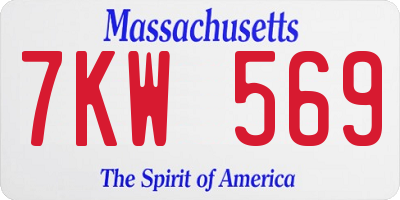 MA license plate 7KW569
