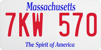 MA license plate 7KW570