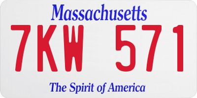 MA license plate 7KW571