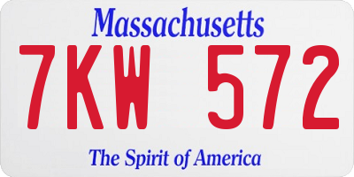 MA license plate 7KW572