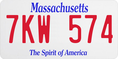 MA license plate 7KW574