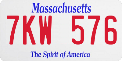 MA license plate 7KW576