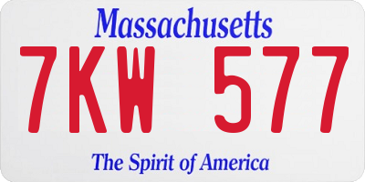 MA license plate 7KW577