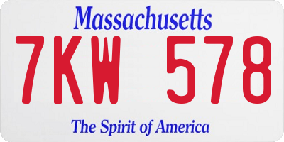 MA license plate 7KW578