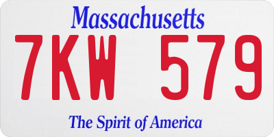 MA license plate 7KW579