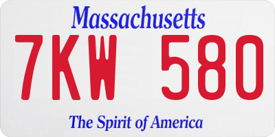 MA license plate 7KW580