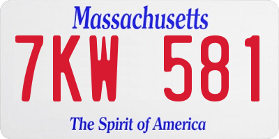MA license plate 7KW581